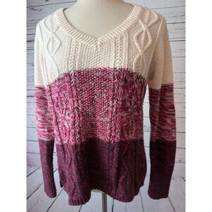 Hollister‎ Sweater Small Y2K Cable Knit Preppy Pullover Bella Swan Ombre Vintage